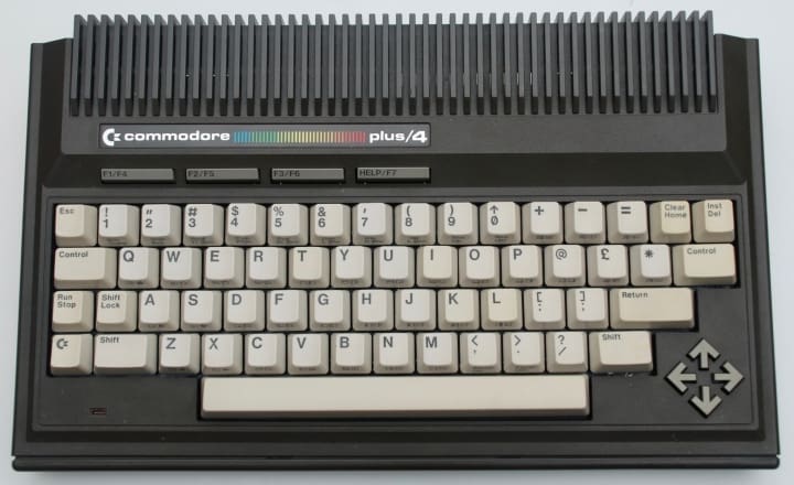 Commodore plus/4 with psu and joystick adapter cable