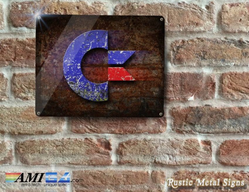 Rustic Commodore Logo  (Amiga/C64) - Metal Sign