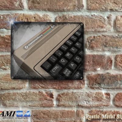 Rustic looking 3D Rendered 'Bread bin' Commodore 64 - Metal Sign