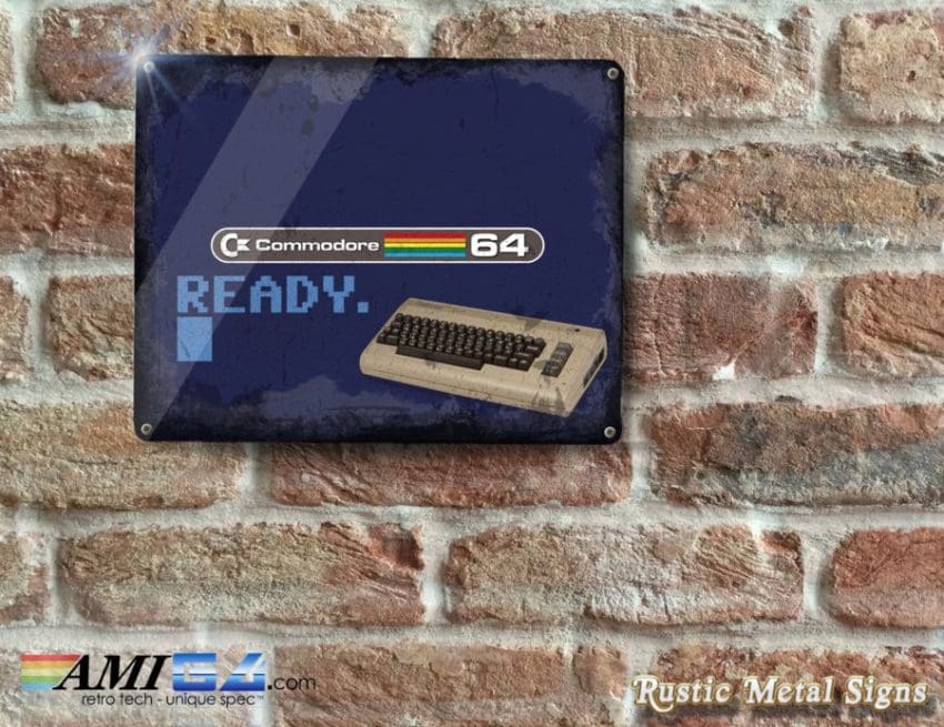 Rustic Commodore 64 with READY PROMPT - Plaque - Metal Sign
