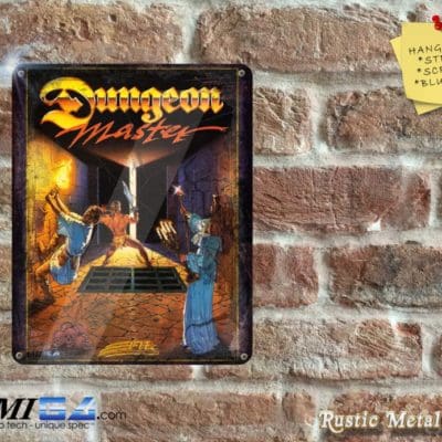 Rustic Amiga Game DUNGEON MASTER  Game Artwork - Metal Sign