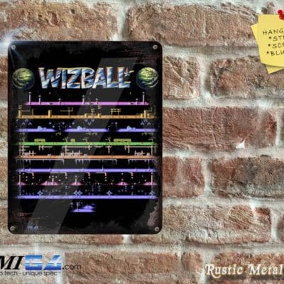 WIZBALL Wall Plaque - For all Commodore 64 Fans - Rustic - Metal Sign