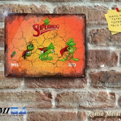 The Evolution of SUPERFROG - Rustic Looking - Amiga Inspired - Metal Sign