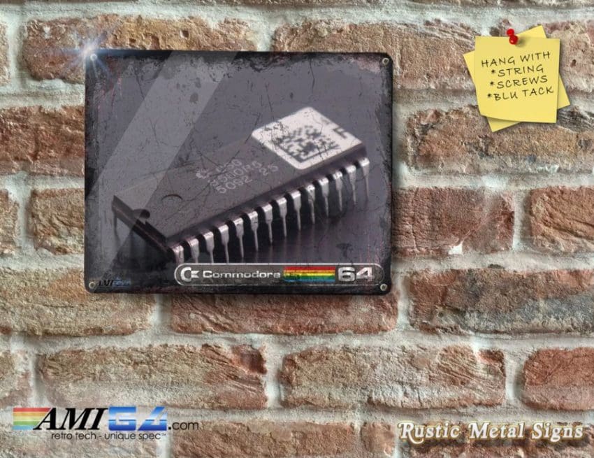Commodore 64 SID Chip on Rustic  - Metal Sign