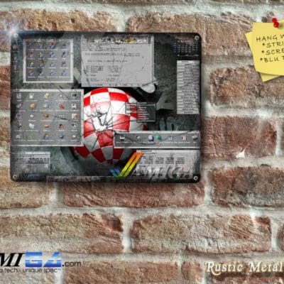 Modern AMIGA OS Workbenchwith overlayed Smashed Screen - Metal Sign