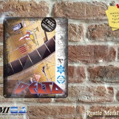 Delta Box Artwork from the Original Commodore 64 Game - Metal Sign