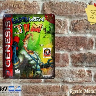 Earthworm Jim Box Artwork from the Original Sega Video Game - Metal Sign
