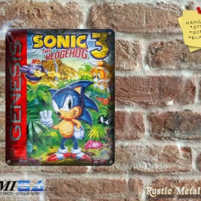 Sonic The Hedgehog 3 Box Artwork from the Original Sega Video Game - Metal Sign