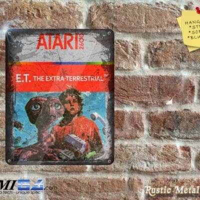 E.T  The Extra-Terrestrial Box Artwork from the Original ATARI 2600 Game - Metal Sign
