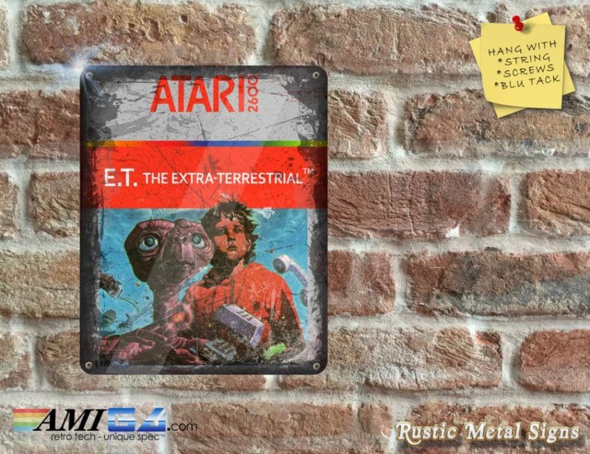 E.T  The Extra-Terrestrial Box Artwork from the Original ATARI 2600 Game - Metal Sign