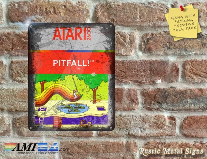Pitfall!  Box Artwork from the Original ATARI VCS2600 Game - Metal Sign