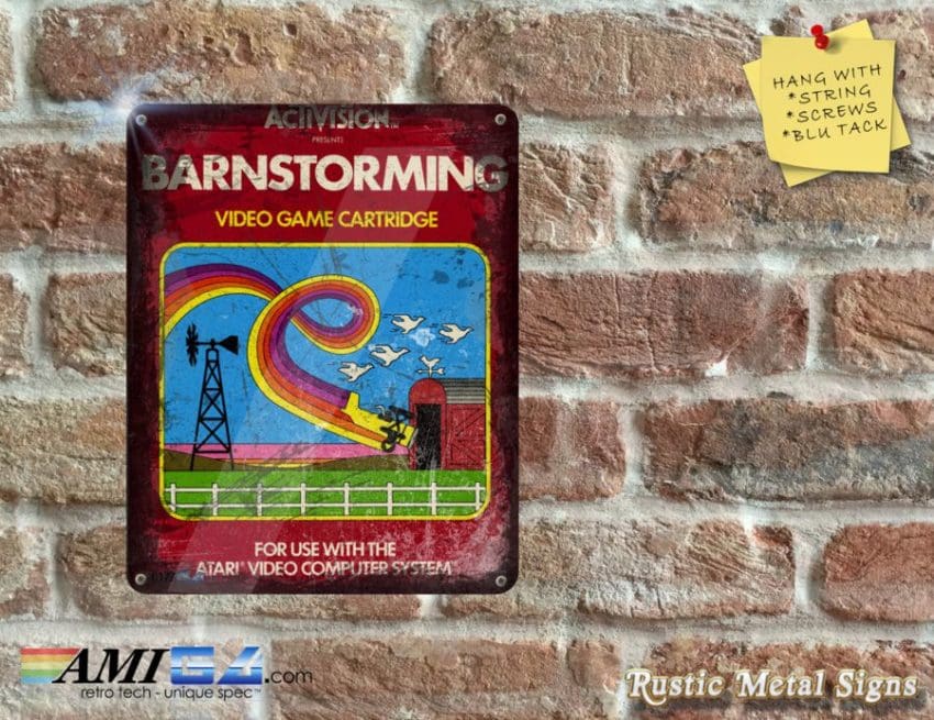 Barnstorming  Box Artwork from the Original ATARI 2600 Game - Metal Sign
