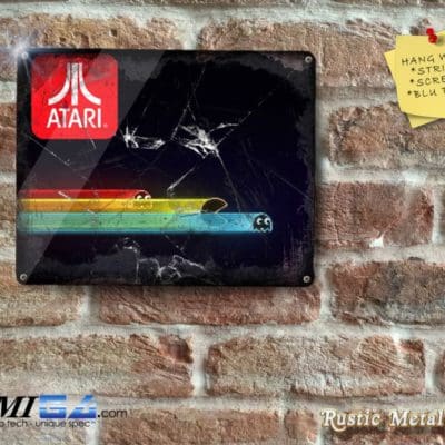 ATARI CLASSICS PACMAN with LOGO and Smashed Glass Effect - Metal Sign