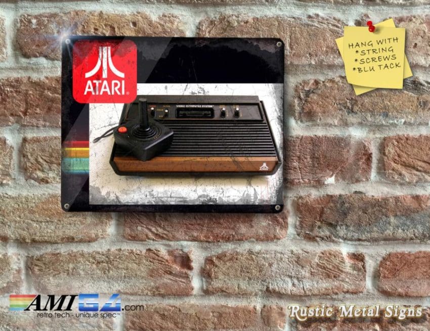 Rustic Printed Atari 2600 - Metal Sign