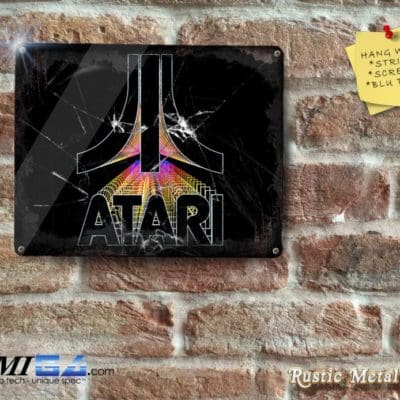 80's Looking Atari Logo with Broken Glass Effect - Metal Sign