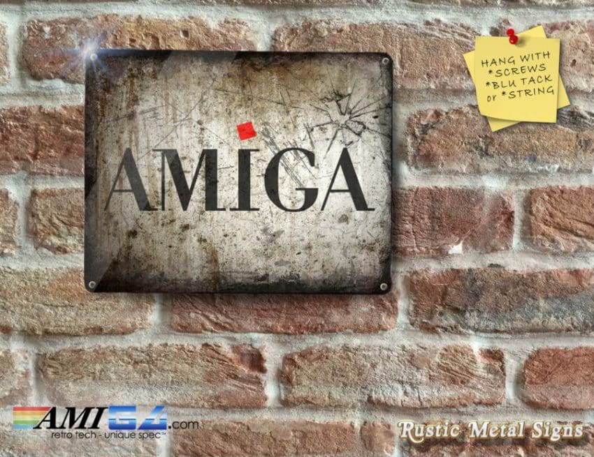 AMIGA Technologies Logo - Rustic - Eyecatching Finish - Metal Sign