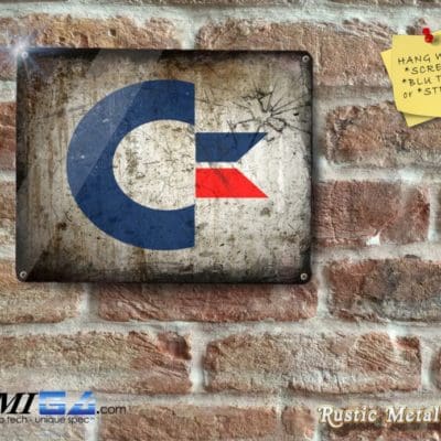 C64 Chicken Lips Commodore Logo - Rustic Finish - Metal Sign