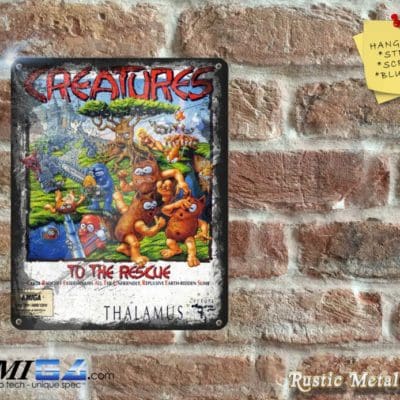 Creatures - Amiga/C64 Video Game Artwork on Rustic - Metal Sign