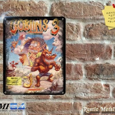 Goblins 3 - Amiga Video Game Artwork on Rustic - Metal Sign