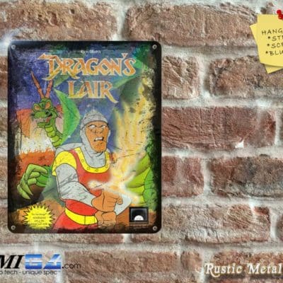 Dragon's Lair  - Amiga Video Game Artwork on Rustic - Metal Sign