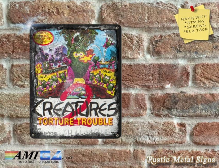 Creatures 2 - Amiga/C64Video Game Artwork on Rustic - Metal Sign