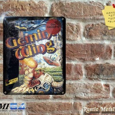 Gemini Wing - C64 Video Game Artwork on Rustic - Metal Sign