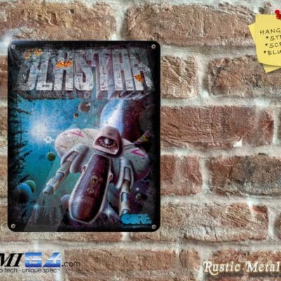 BLASTAR - Amiga Video Game Artwork on Rustic - Metal Sign