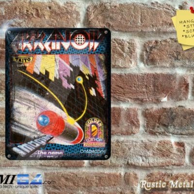 Arkanoid - Video Game Artwork on Rustic - Metal Sign