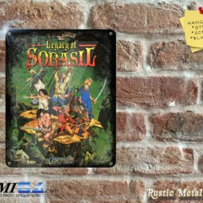 Legacy of Sorasil - Amiga Video Game Artwork on Rustic - Metal Sign