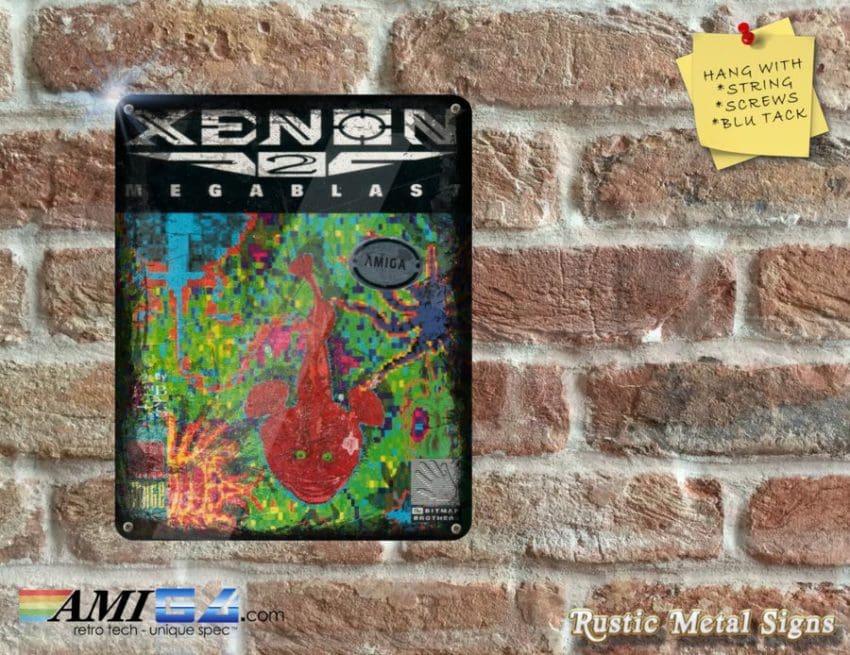 XENON 2 - Amiga Game Box Artwork on Rustic - Metal Sign