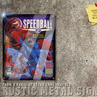 Rustic Sega Megadrive, Atari ST, Archimedes, Amiga Game Speedball 2: Brutal Deluxe Box Artwork Metal Sign [609]