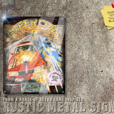 Vintage Looking Atari ST, Amiga Game Super Cars II Box Artwork Metal Sign [611]