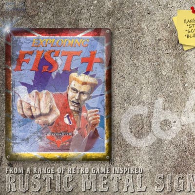 Rustic Commodore 64 Game Exploding Fist + Box Artwork Metal Sign [630]