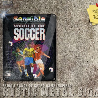 Vintage Looking Amiga Game Sensible World of Soccer Box Artwork Metal Sign [635]