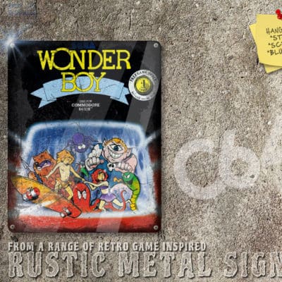 Weathered Look Commodore 64 Game Wonder Boy Box Artwork Metal Sign [647]