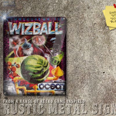 Rustic Commodore 64, Amiga Game Wizball Box Artwork Metal Sign [649]