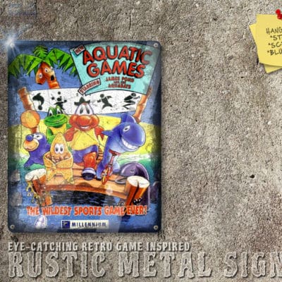 Rustic Amiga Game James Pond Aquatic Games Box Artwork Metal Sign [658]