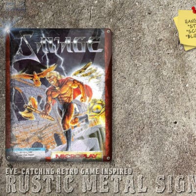 Rustic Commodore 64, Amiga Game Savage Box Artwork Metal Sign [663]