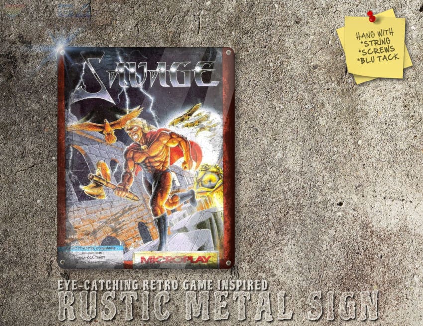 Rustic Commodore 64, Amiga Game Savage Box Artwork Metal Sign [663]