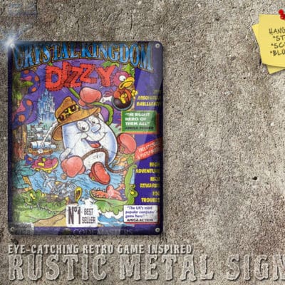 Rustic Commodore 64, Amiga, ZX Spectrum Game Crystal Kingdom Dizzy Box Artwork Metal Sign [664]