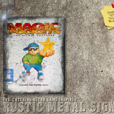 Vintage Looking Amiga, Atari ST Game Magic Pockets Box Artwork Metal Sign [670]