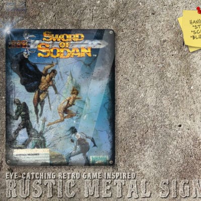 Weathered Look Amiga Game Sword of Sodan Box Artwork Metal Sign [672]