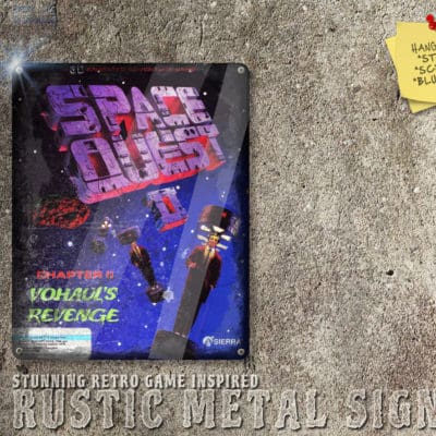 Weathered Look Amiga, PC DOS Space Quest II Box Artwork Metal Sign [697]