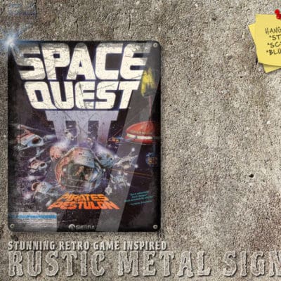 Vintage Looking Amiga, PC DOS Space Quest III Box Artwork Metal Sign [698]