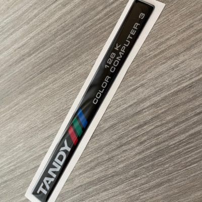 Tandy TRS-80 Color Computer 3 silver sticker badge domed