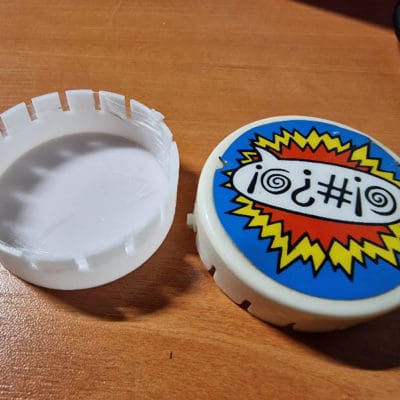 Q*bert Gottlieb Pinball Bumper caps - White - 3d printed wit sticker