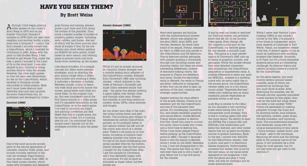 OBSCURE COLECOVISION ARCADE PORTS - By Brett Weiss