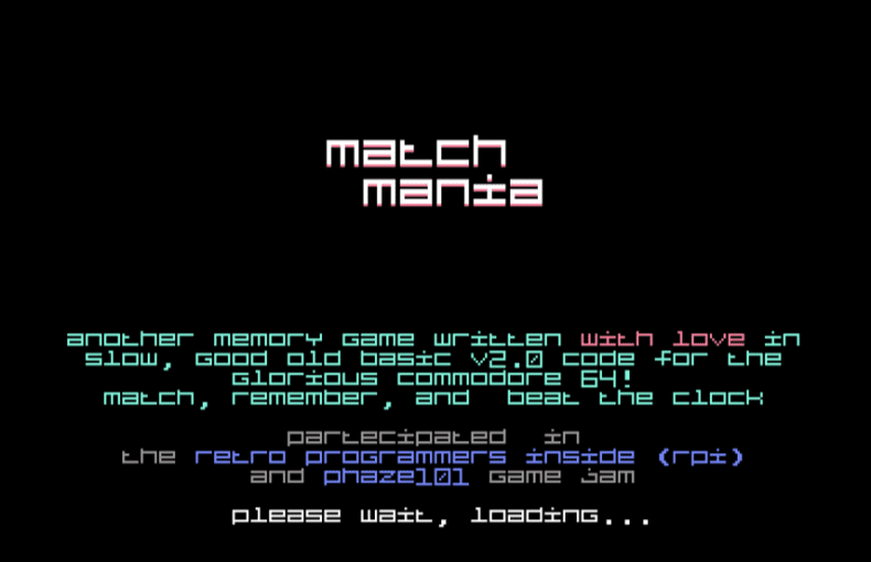 Match Mania (2025, Massimo Bonucchi) – The Universe of Commodore 64