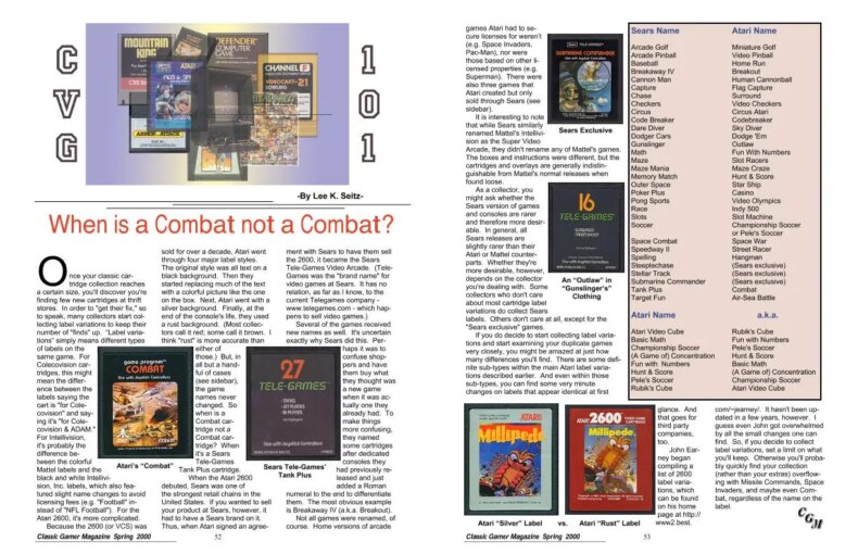 When is a Combat not a Combat? By Lee K. Seitz